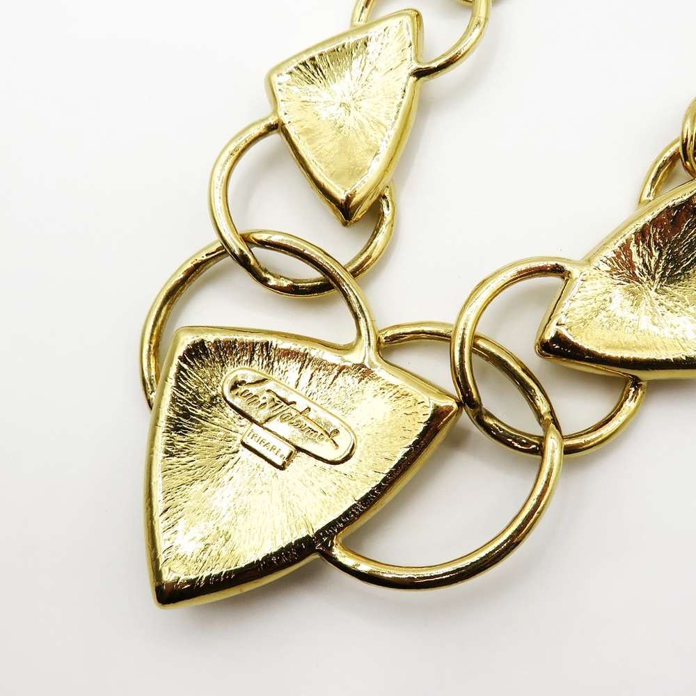 Kunio Matsumoto Trifari TM vintage gold tone enamel chunky necklace & bracelet - Picture 8 of 16
